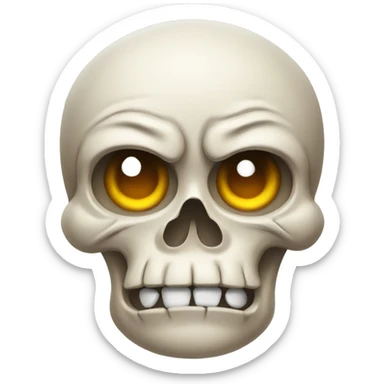 Skull emoji with stressed expression and sweating  sticker
