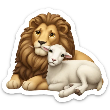 lion and lamb laying down sticker