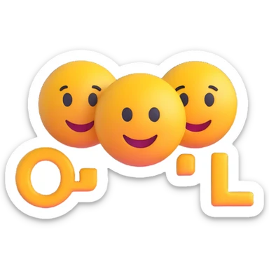 colorful 3D circular emoji with the word 'lol' in the center in a modern font sticker