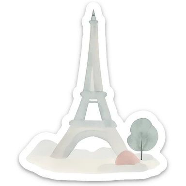 Eiffel Tower watercolor art style sticker