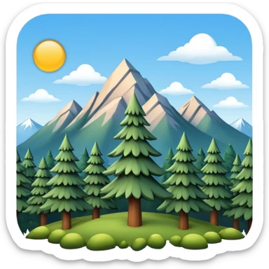 forest and mountains with fir trees sticker