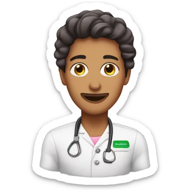 nutricionista con cabello cafe y ojos cafe sticker