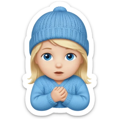 blond blue eye newborn with hat sticker