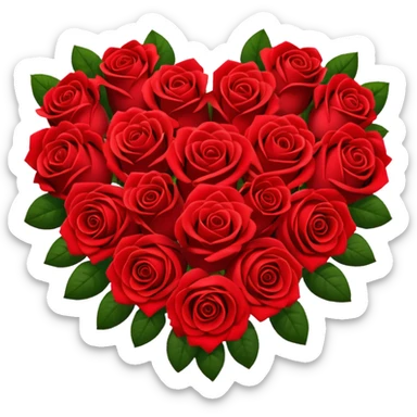 bouquet of red roses arranged in a heart shape sticker