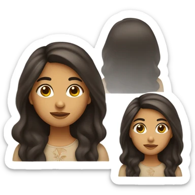 Latin american girl emoji long dark hair olive skin big brown eyes  sticker