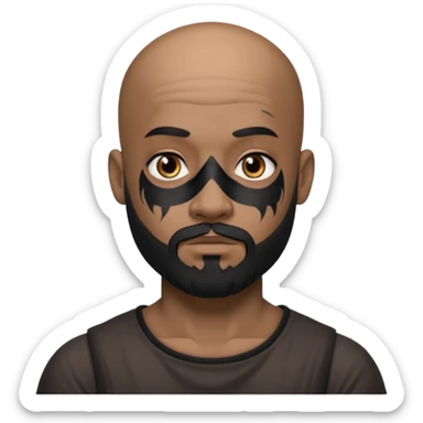 bald bearded man with black face tattoo sticker