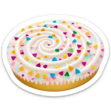 Cinematic Realistic Sparkles & Sprinkles, a delicate swirl of tiny, multicolored sugar confetti and edible glitter, scattered across a smooth reflective surface, each speck glinting under soft ambient light, glowing vibrantly with a dreamy and magical charm. sticker