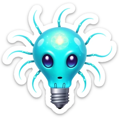  Strange Nebula Creature with glowing cyan bulb-antennae sticker