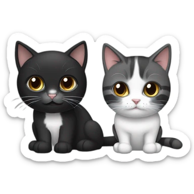 black calico cat and gray white cat sticker