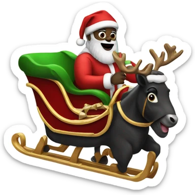 Black Santa on a sleigh  sticker