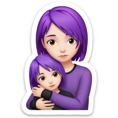 purple emo girl getting hugged sticker