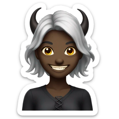 a demon girl with a wicked smile sticker