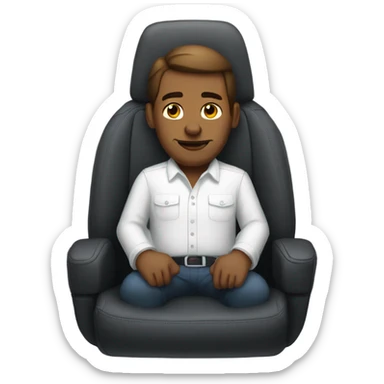 man in white button-down shirt sitting in a car seat sticker