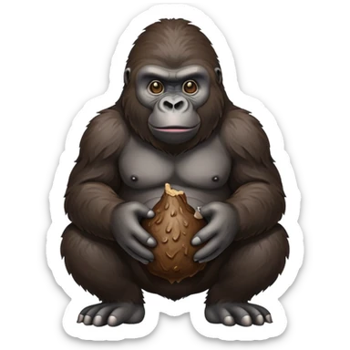 Gorilla holding poop sticker