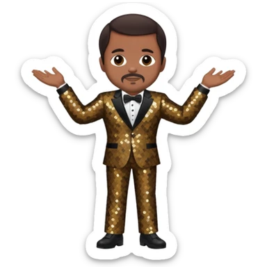 Berry Gordy with dark brown hair, dark brown sequin outfit  sticker