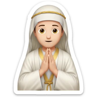 fullbody Pharisee, praying, hands together, long robe, head covering, standing, emoji style sticker