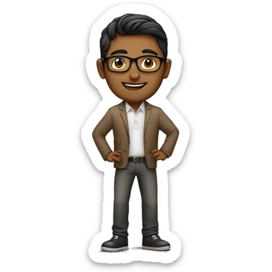 an it guy in love with tech, indian short height wear glasses, mid 30s sticker