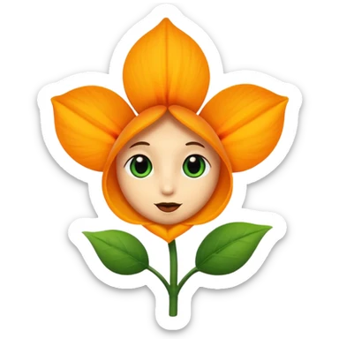 Green stem, white bud with black cartoony face: ;p. And six heart shaped yellowish orange petals sticker
