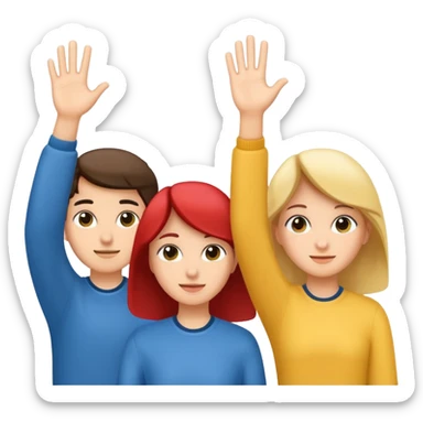 3 students put 1 hand up sticker