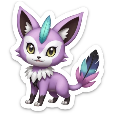 Smooth Soft Dark Pastel Meloetta-Purrloin-Gatomon-Trico-Pokémon-Digimon-Fakémon-fusion-hybrid-creature sticker