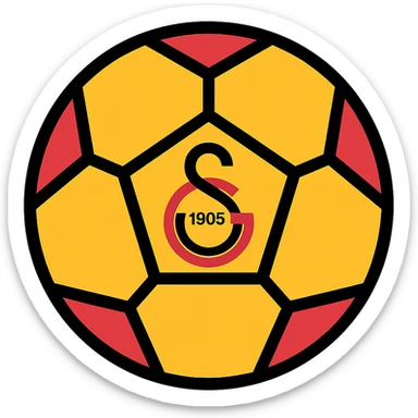 Galatasaray S.K. football, yellow and red pattern, dynamic, modern sports icon, lineal color icon with black outlines sticker