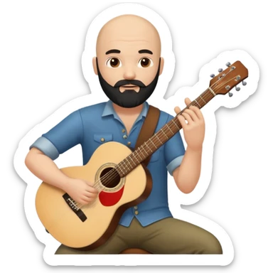 Bald guy with black beard playing guitar sticker