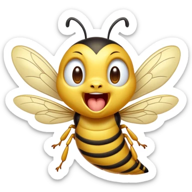 Cinematic Adorable Yawning Wasp Portrait Emoji, Head tilted slightly with a dramatic, wide-open yawn, showcasing a tiny, streamlined body with gently drooping wings and sleepy, half-closed eyes, Simplified yet irresistibly cute features, highly detailed, glowing with a soft, cozy glow, high shine, relaxed yet expressive, stylized with a dash of whimsical insect ease, soft glowing outline, capturing the essence of a drowsy wasp that appears ready to stretch and yawn its way out of the screen! sticker