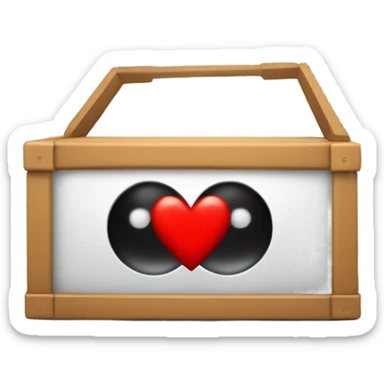 caja inteligente con lentes arriba de un corazon gigante sticker