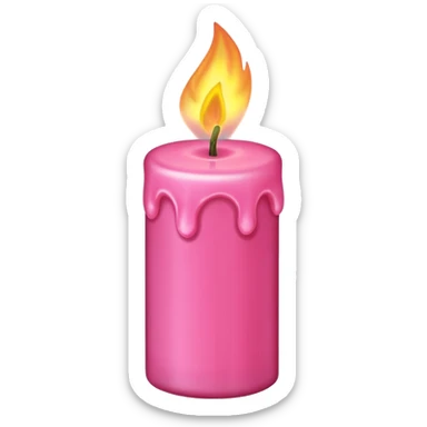 Draw a pink candle with a flame on it at an angle of 5 degrees from the horizontal. sticker