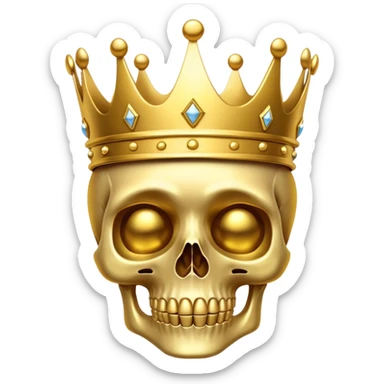 a golden skeleton with golden crown sticker