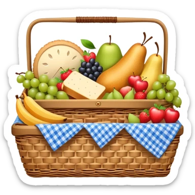 picnic basket with food on a blanket sticker