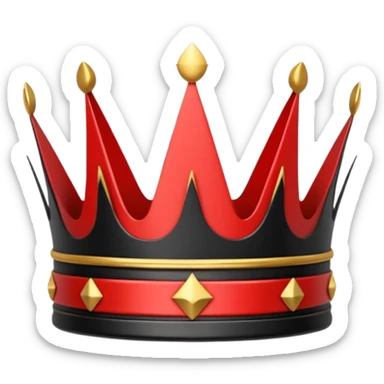 sleek minimalist crown icon, black and red, sharp edges, serpent coiled around crown, symbolizing supreme leadership and power, clean lines, high contrast, flat design, emoji style sticker
