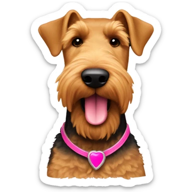 Airedale Terrier with pink Robin sticker