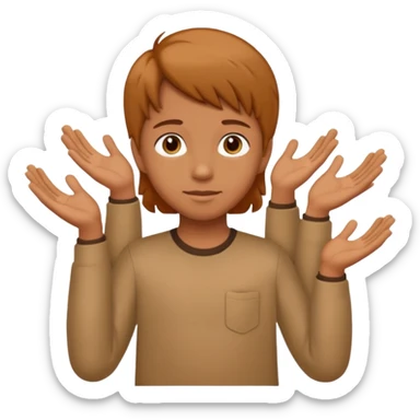 kid with tan hair and holding a six in his hand and a seven and the other hand sticker