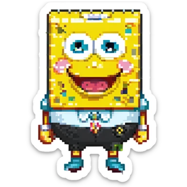 SpongeBob SquarePants as a cheerful cartoon character sticker
