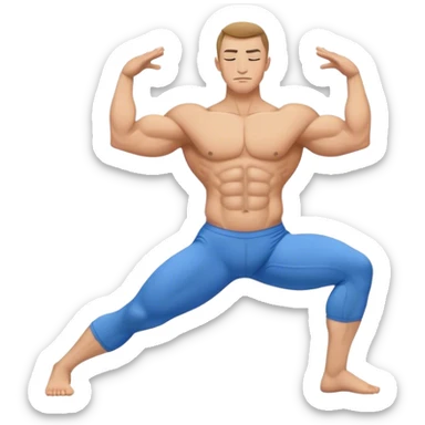 bodybuilder blue short warrior-II yoga pose sticker