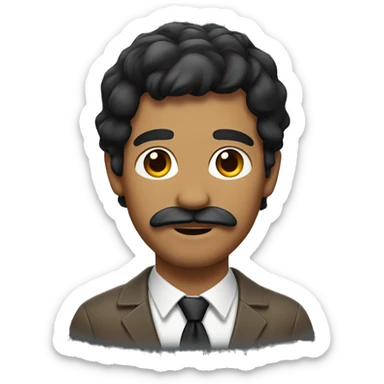 black haired tan man with mustache  sticker