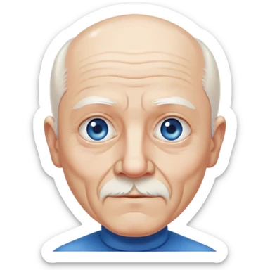 abuelo de piel blanca italiano con pelo blanco casi calvo y ojos color azul  sticker