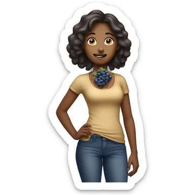 tan girl eating blueberries while standing sticker