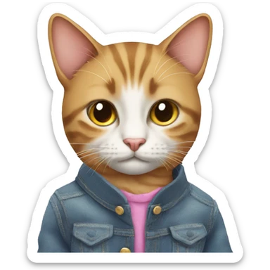Cat wearing clothes sticker