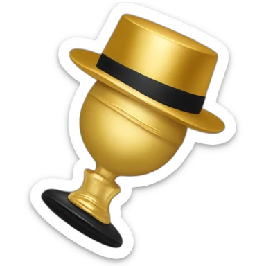 gold award with a hand holding Magritte's hat sticker