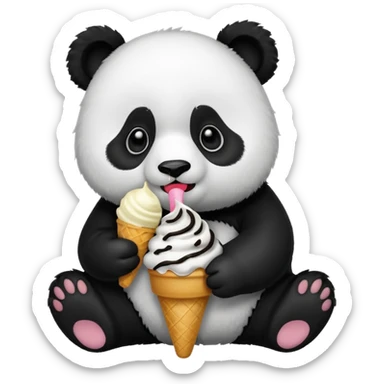 Panda eating ice cream sticker