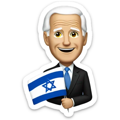 Joe Biden holding Israeli flag  sticker