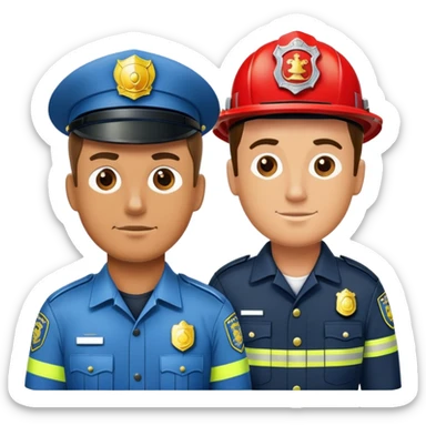 policeman and a fireman sticker