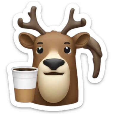 a caribou drinking coffee in a mug sticker