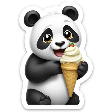 Panda eating ice cream sticker