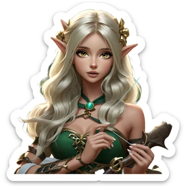 blonde elf with bow weapon sticker