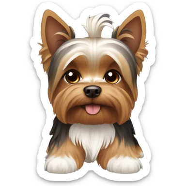 Brown and white yorkie sticker