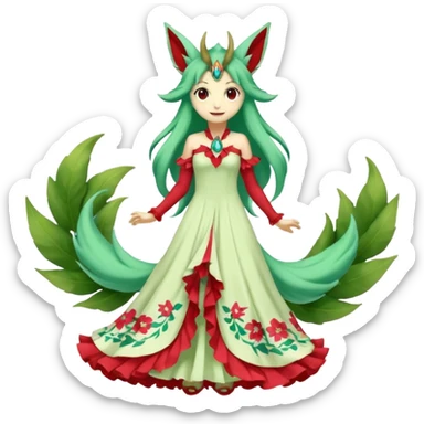 Vulpine-Amaura-Leafeon-Fakémon-Digimon-fusion (full body) sticker