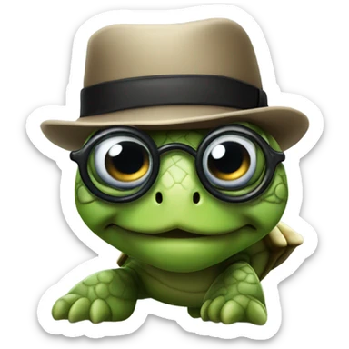 Turtle wearing a monocle sticker